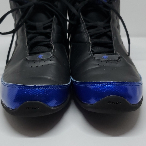 AND 1 Shoes And Faux Leather Black Blue Basketball Athletic Shoes
